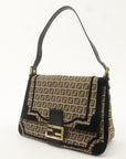 FNDI Mamma Baguette Zucchino Canvas Leather Velour Bag 8BR001