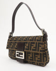FNDI Mamma Baguette Canvas Leather Shoulder Bag Brown Black 26424