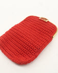 FNDI Baguette Knit Cell Phone Case Shoulder Bag Red 7AR966