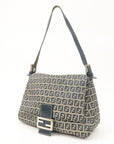 FNDI Mamma Baguette Zucchino Canvas Leather Shoulder Bag 26325