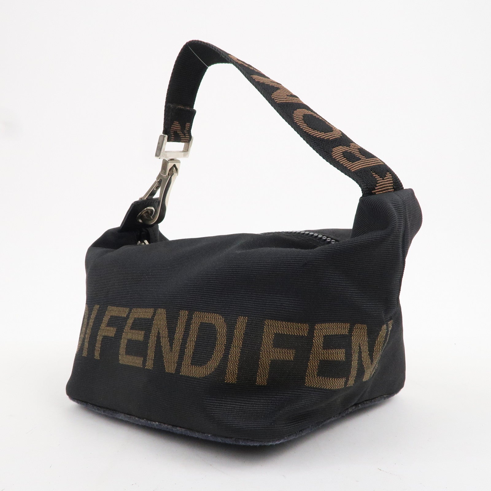 FNDI Logo Canvas Hand Bag Black Brown 26586