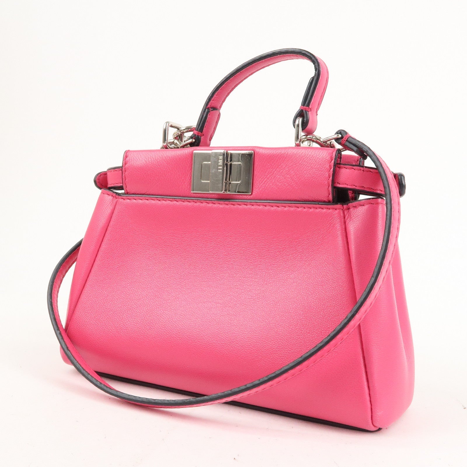FNDI Leather Micro Peekaboo 2Way Bag Hand Bag Pink 8M0355