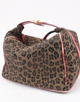 FNDI Canvas Leather Leopard Vanity Bag Brown Red 26348