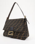 FNDI Mamma Baguette Zucca Canvas Leather Shoulder Bag 26325