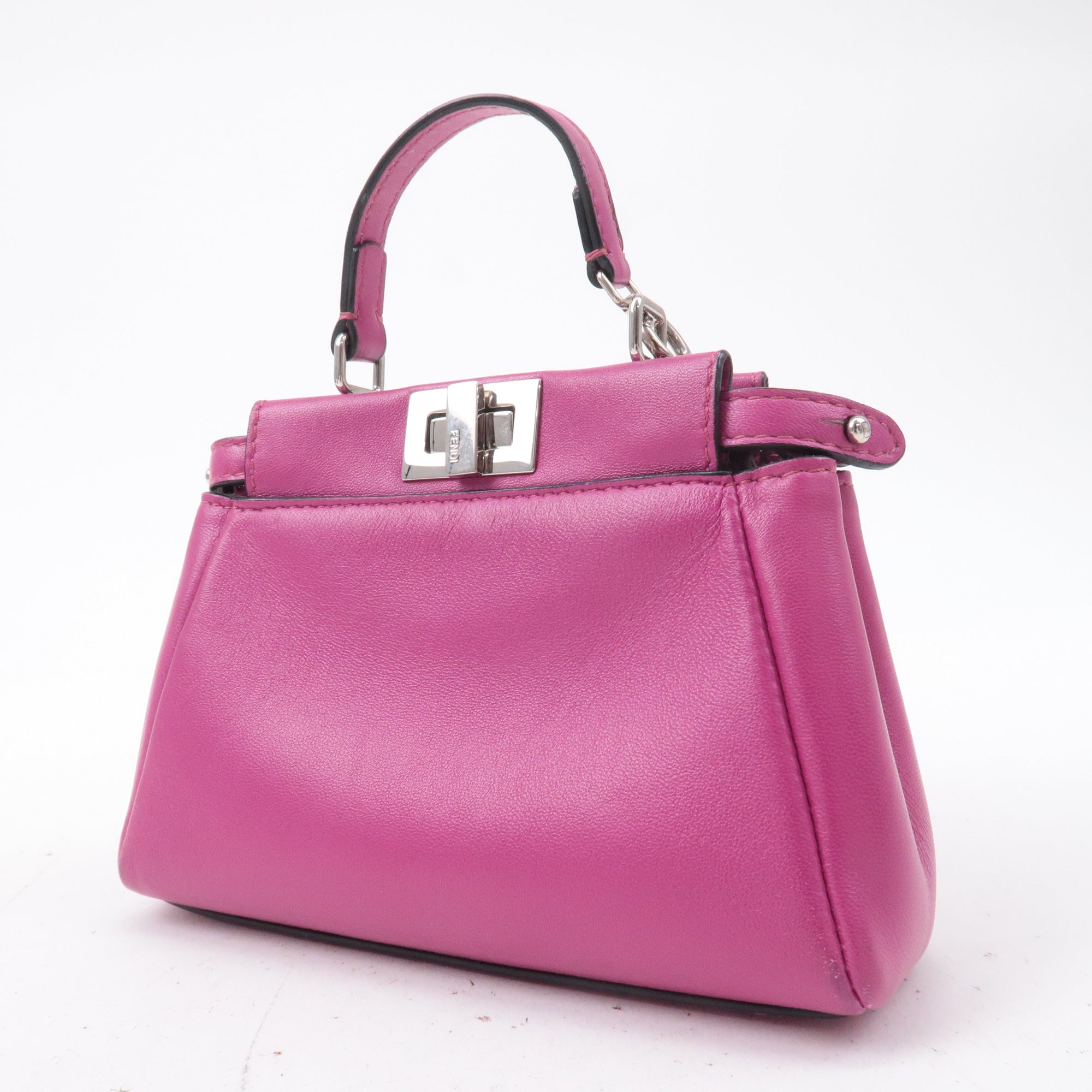 FNDI Leather Micro Peekaboo 2Way Bag Hand Bag Pink 8M0355