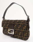 FNDI Mamma Baguette Canvas Leather Shoulder Bag Brown Black 26424