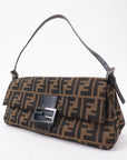 FNDI Mamma Baguette Zucca Canvas Leather Bag Brown 8BR181