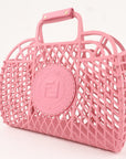 FNDI Logo Plastic Leather Basket Bag Hand Bag Pink 8BH389
