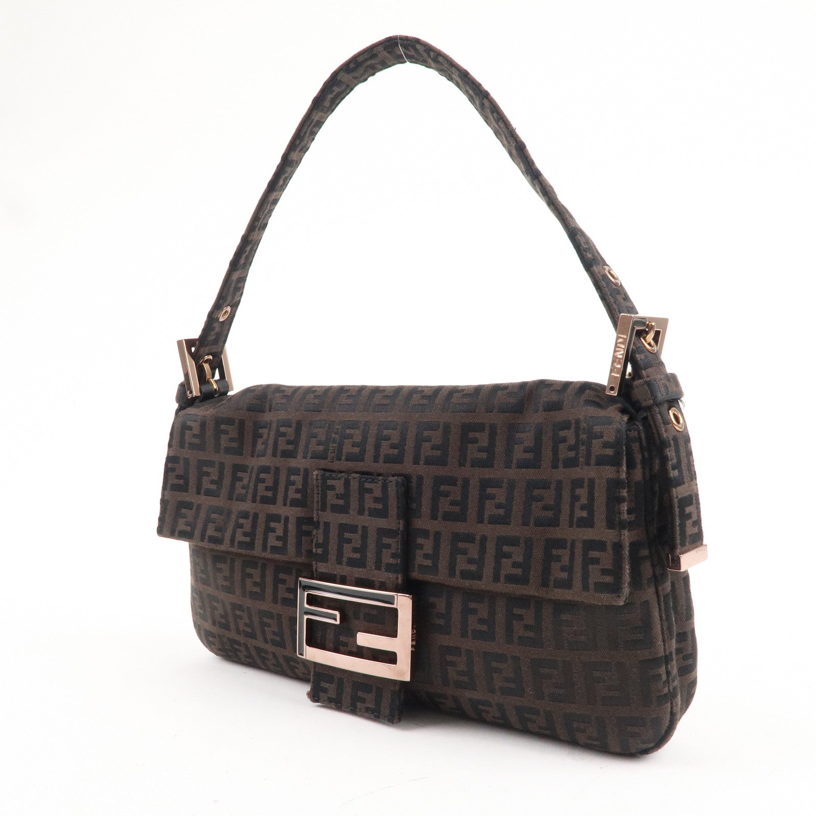 FNDI Mamma Baguette Zucchino Canvas Leather Bag 8BR000