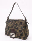 FNDI Mamma Baguette Zucca Canvas Leather Shoulder Bag 26325