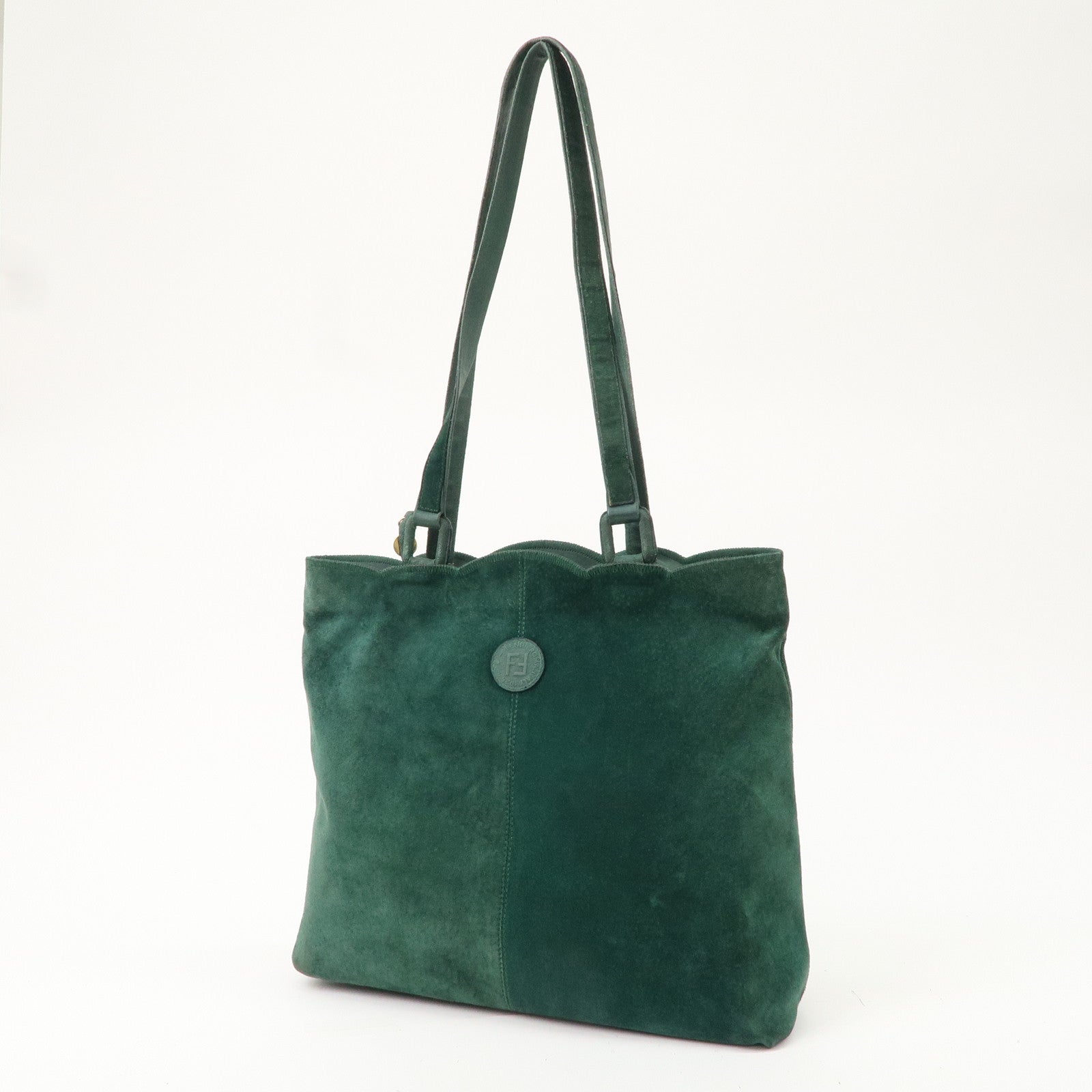 FNDI Logo Suede Tote Bag Shoulder Bag Green
