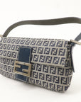 FNDI Mamma Baguette Canvas Shoulder Bag Brown Navy 26424