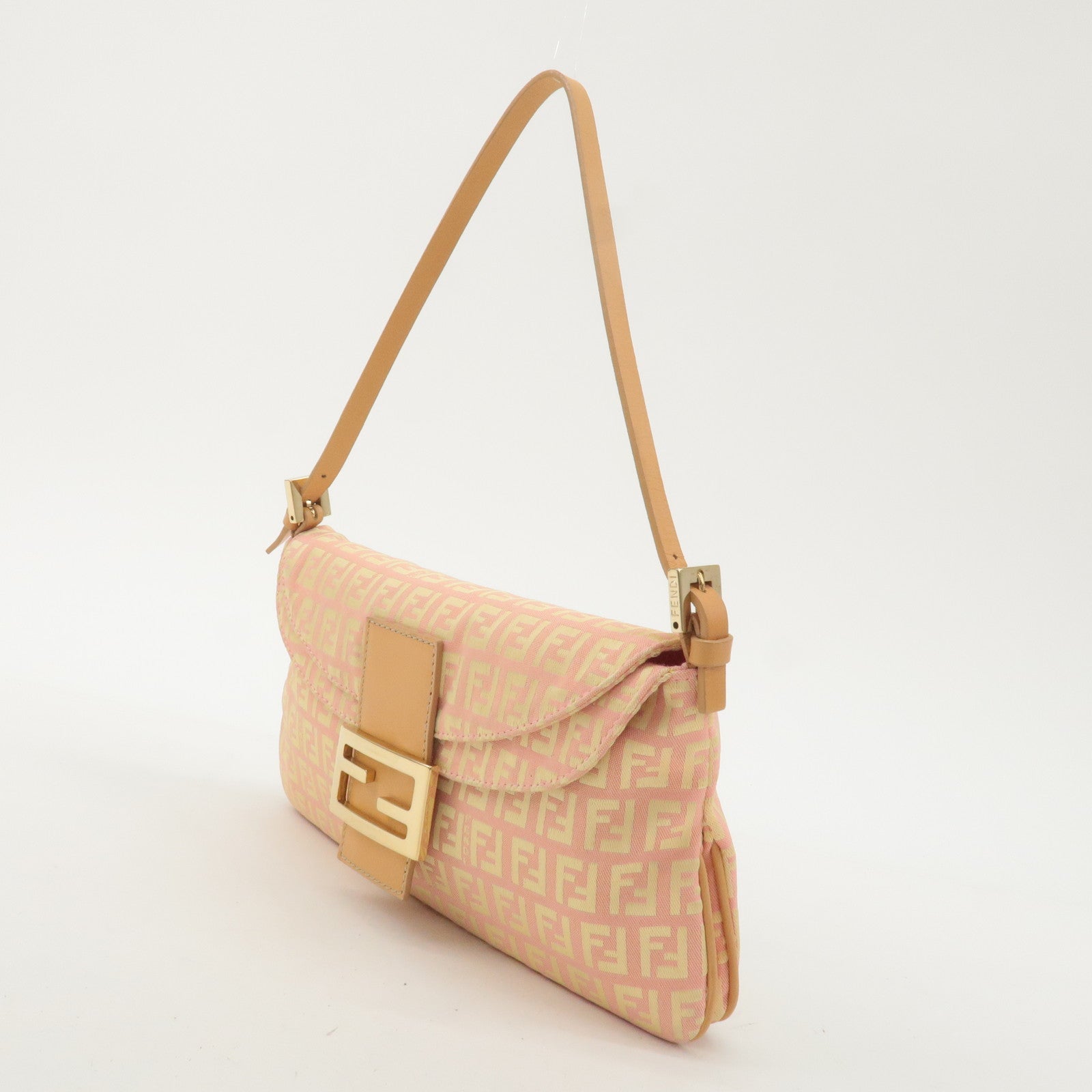 FNDI Mamma Baguette Zucchino Canvas Leather Shoulder Bag 8BR001
