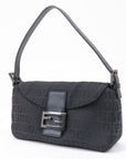 FNDI Mamma Baguette Zucchino Canvas Leather Black 8BR003