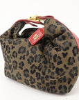 FNDI Leopard Canvas Leather Vanity Bag Cosmetic Pouch 263600