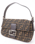 FNDI Mamma Baguette Canvas Leather Shoulder Bag Brown 26424