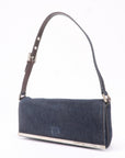 FNDI Denim Leather Shoulder Bag Hand Bag Navy Brown 26640