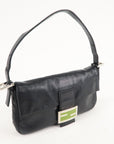 FNDI Mamma Baguette Leather Hand Bag Shoulder Bag Black Green
