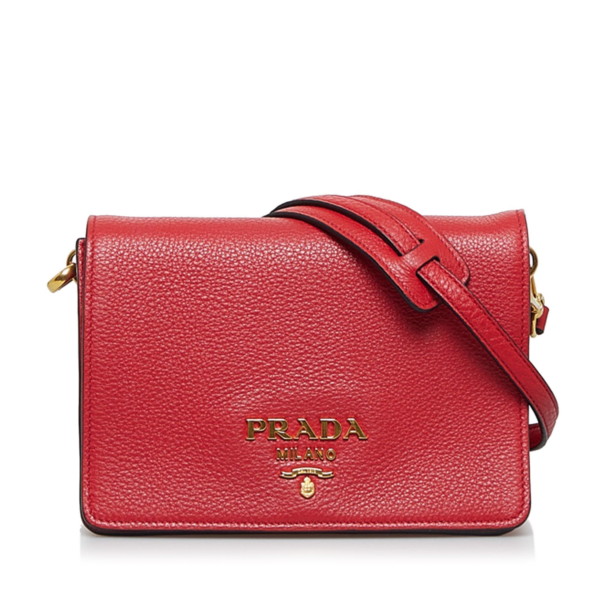 PRD Crossbody Bag Small Red Vitello Daino Gold
