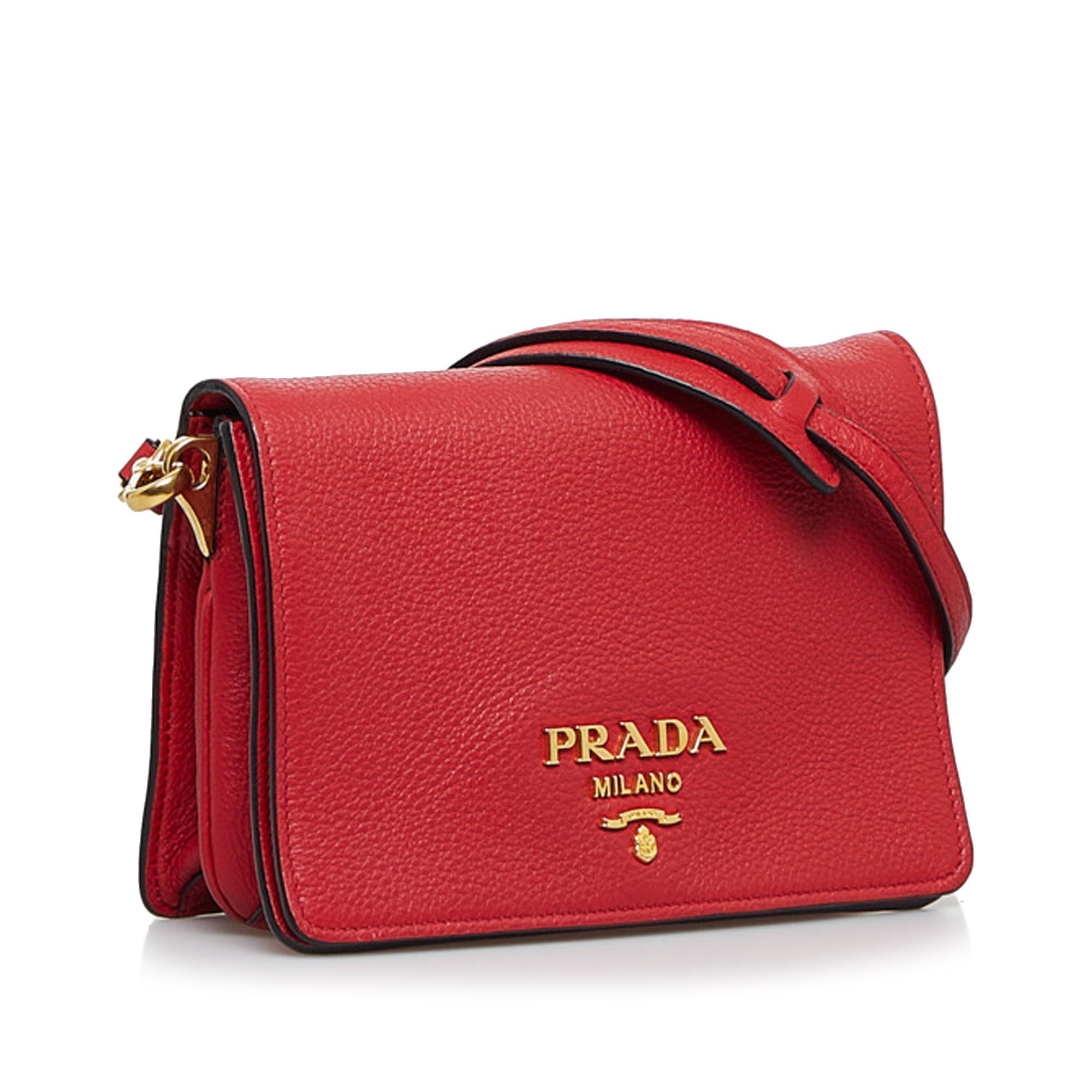 PRD Crossbody Bag Small Red Vitello Daino Gold