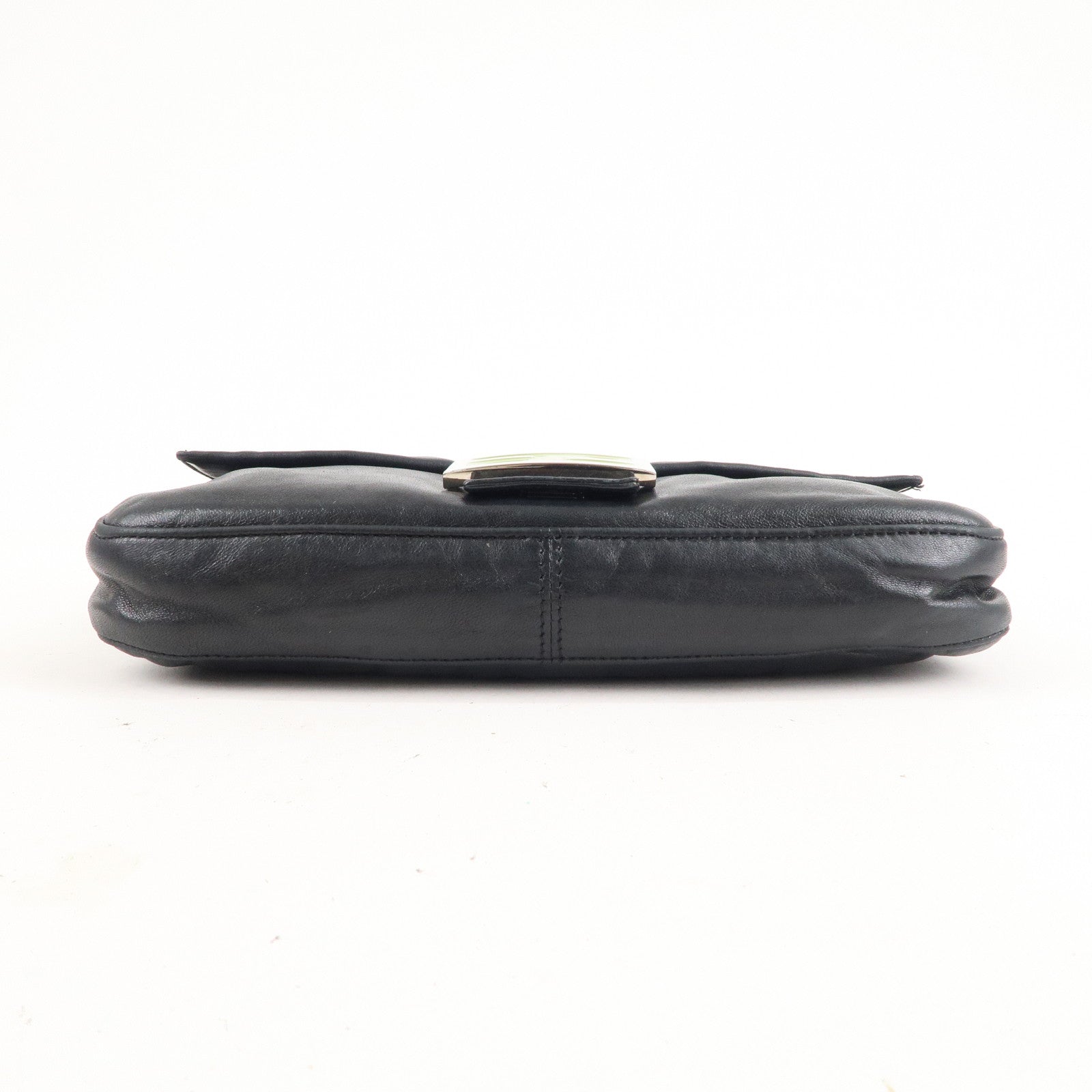FNDI Mamma Baguette Leather Hand Bag Shoulder Bag Black Green