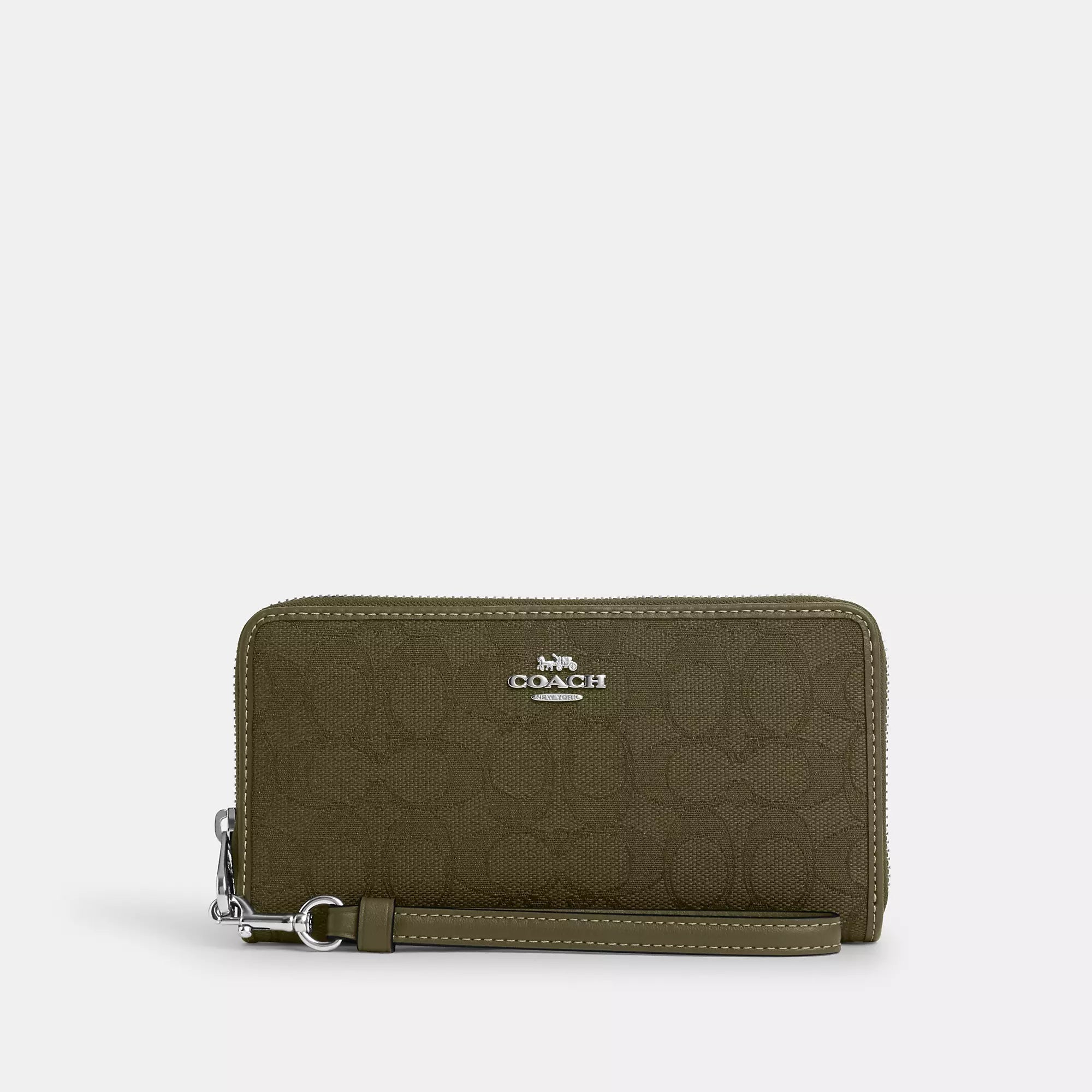 Long Zip Around Wallet In Signature Jacquard (Silver/Black)