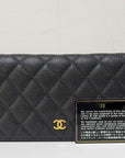 CHNL Caviar Long Zip Wallet Black GHW