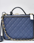 CHNL Filigree Vanity Case Quilted Caviar Medium Blue