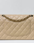 CHNL Medium Caviar Classic Double Flap Bag Beige