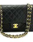 CHNL 2.55 Double Flap Medium Chain Shoulder Bag Black Lambskin i51