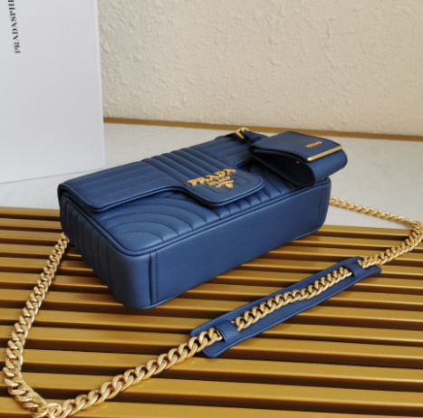 PRD Diagramme Medium Leather Bag Dark Blue