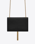 YSL SAINT LAURENT SMALL KATE CROC EMBOSSED SHOULDER BAG