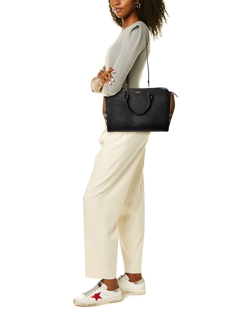 BBERRY Banwell Medium Leather &amp; Check Canvas Satchel