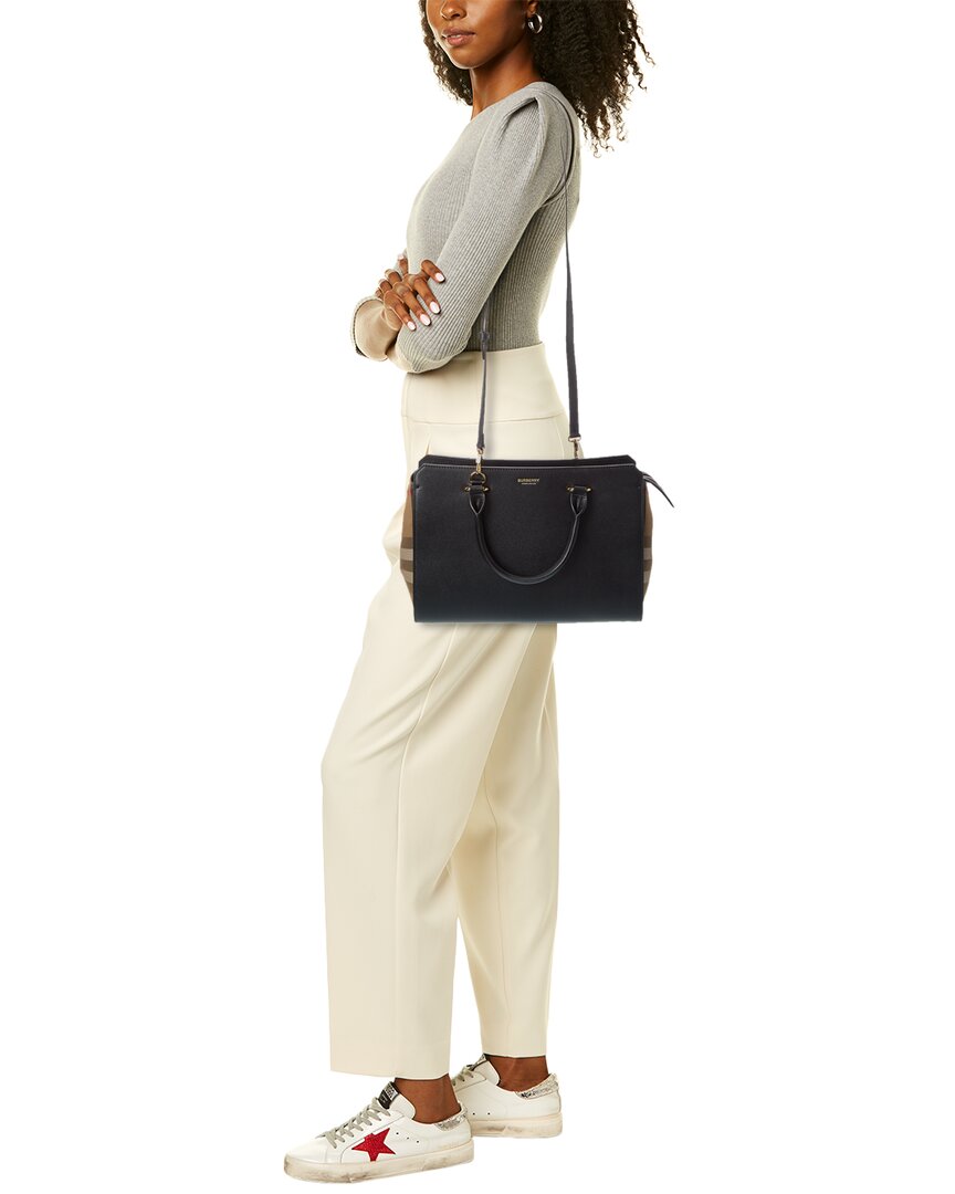 BBERRY Banwell Check Canvas &amp; Leather Satchel