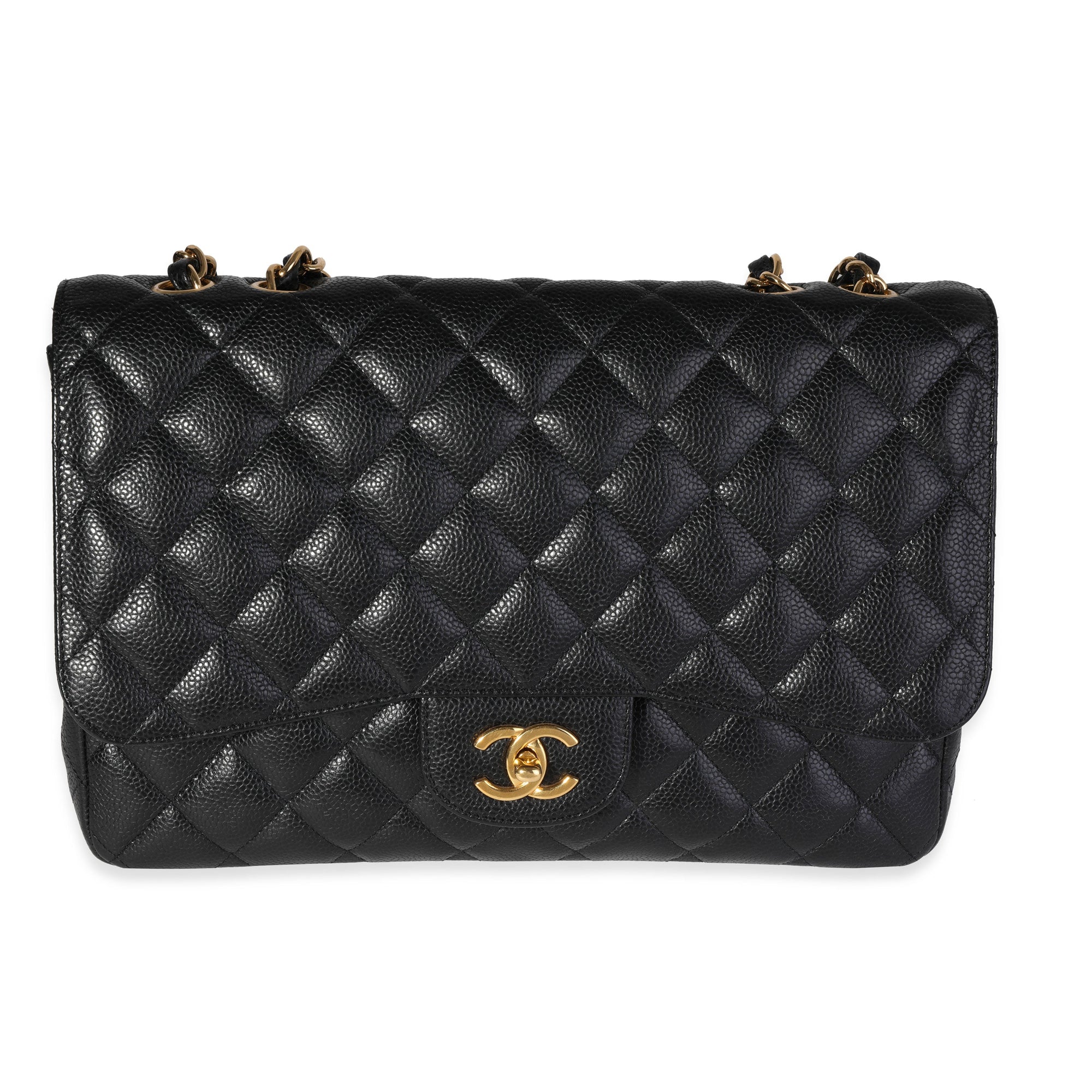 CHNL Black Quilted Caviar Jumbo Classic Single Flap Bag