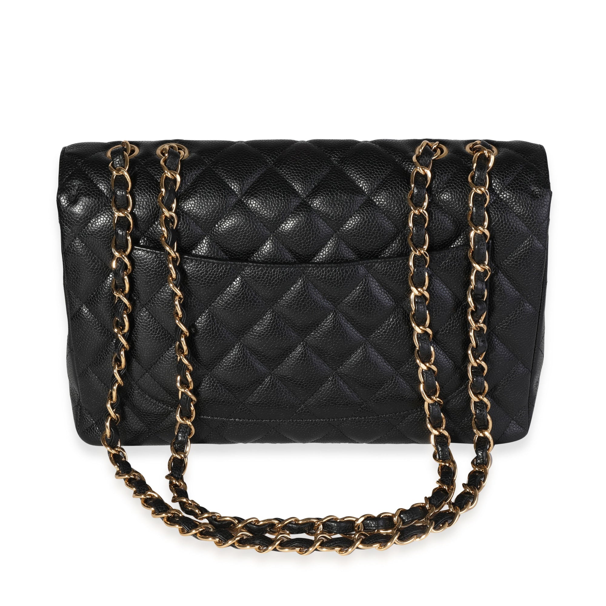 CHNL Black Quilted Caviar Jumbo Classic Single Flap Bag