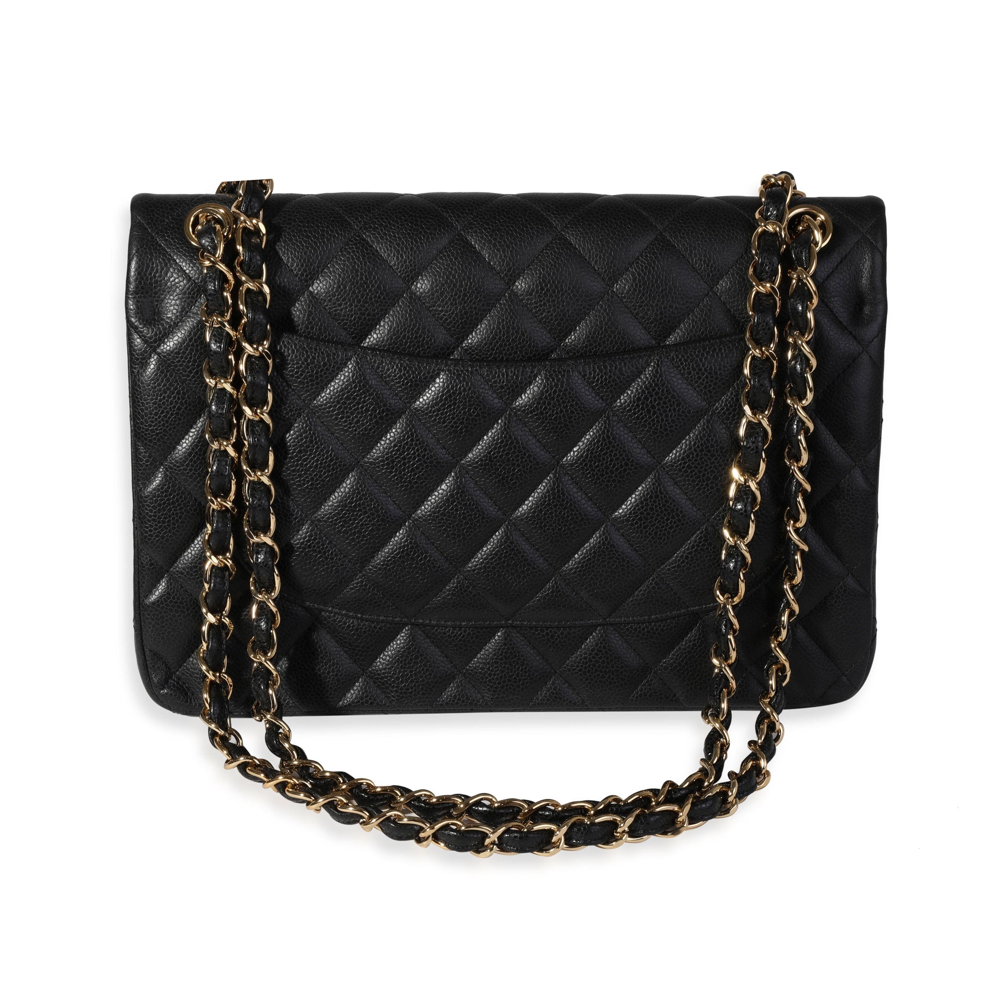 CHNL Black Quilted Caviar Jumbo Classic Double Flap Bag