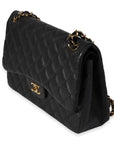 CHNL Black Quilted Caviar Jumbo Classic Double Flap Bag