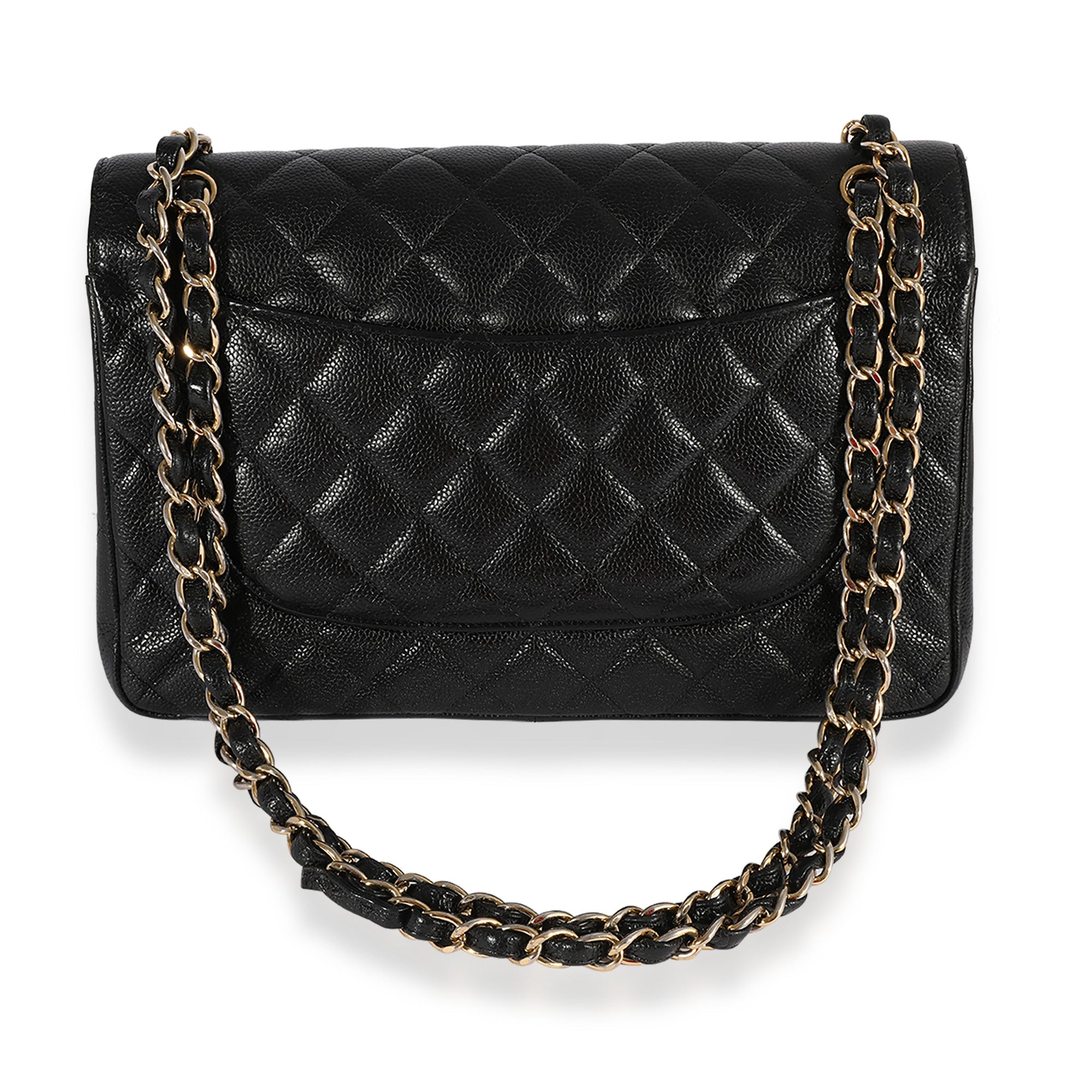 CHNL Black Quilted Caviar Jumbo Classic Double Flap Bag