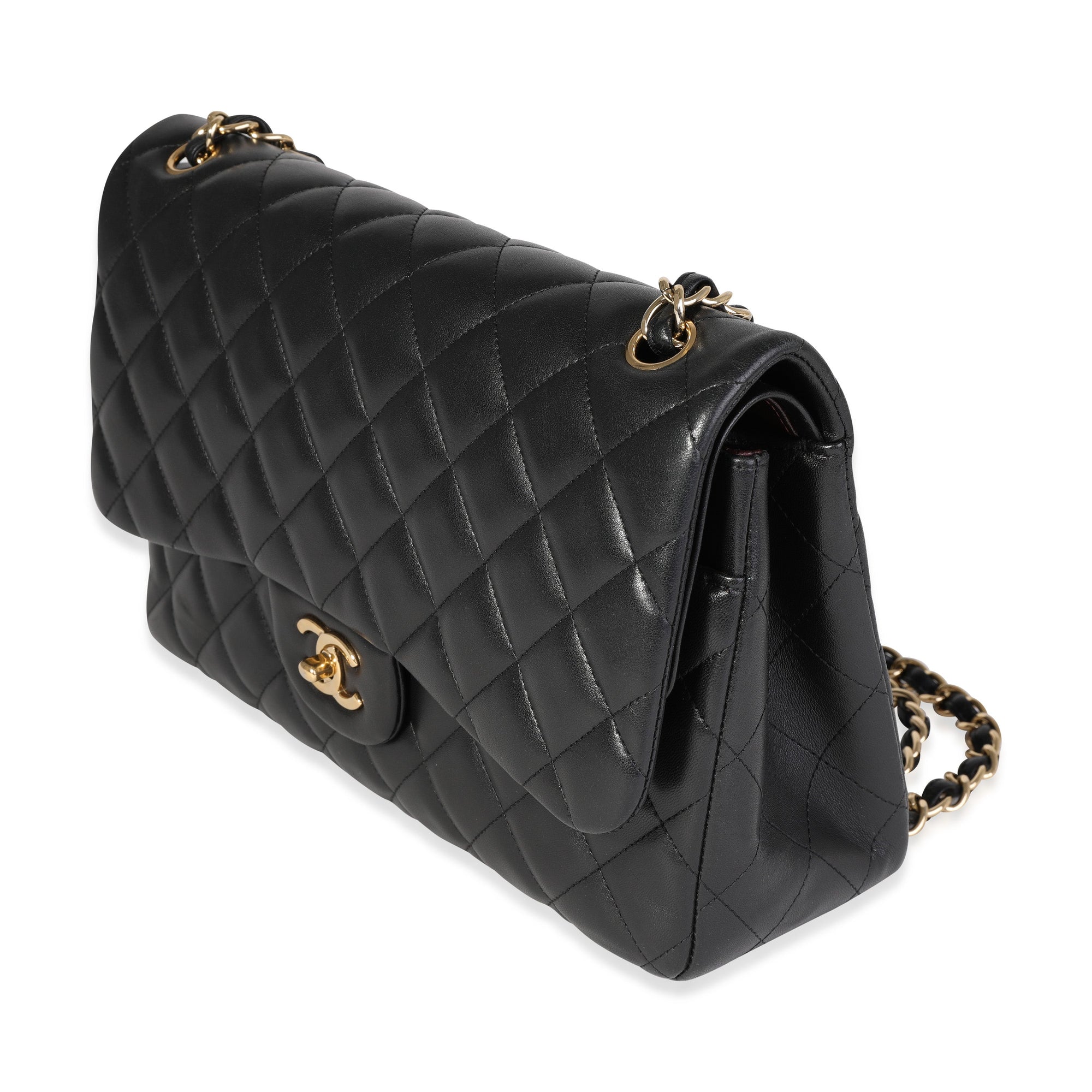 CHNL Black Quilted Lambskin Jumbo Classic Double Flap Bag