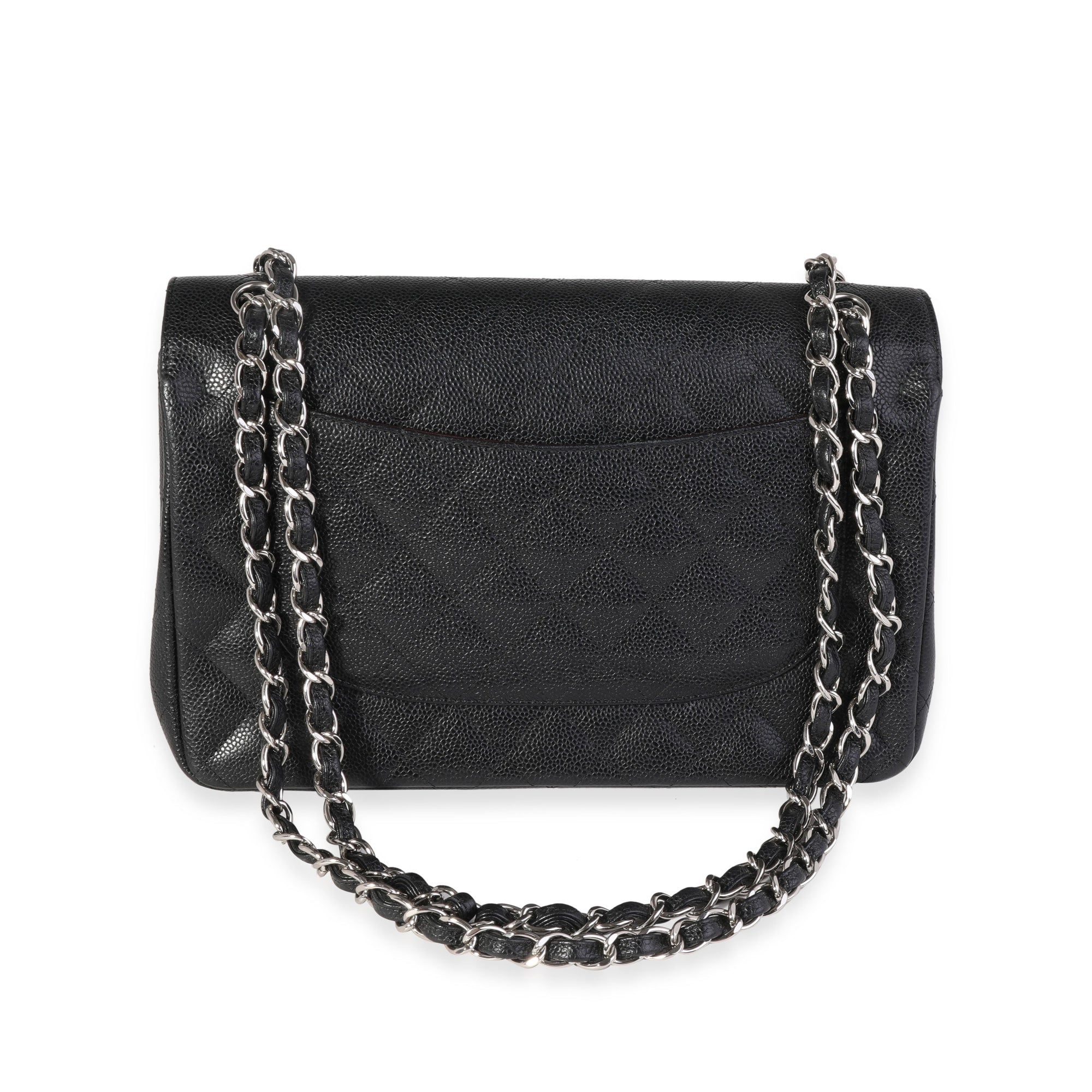 CHNL Black Quilted Caviar Jumbo Classic Double Flap Bag