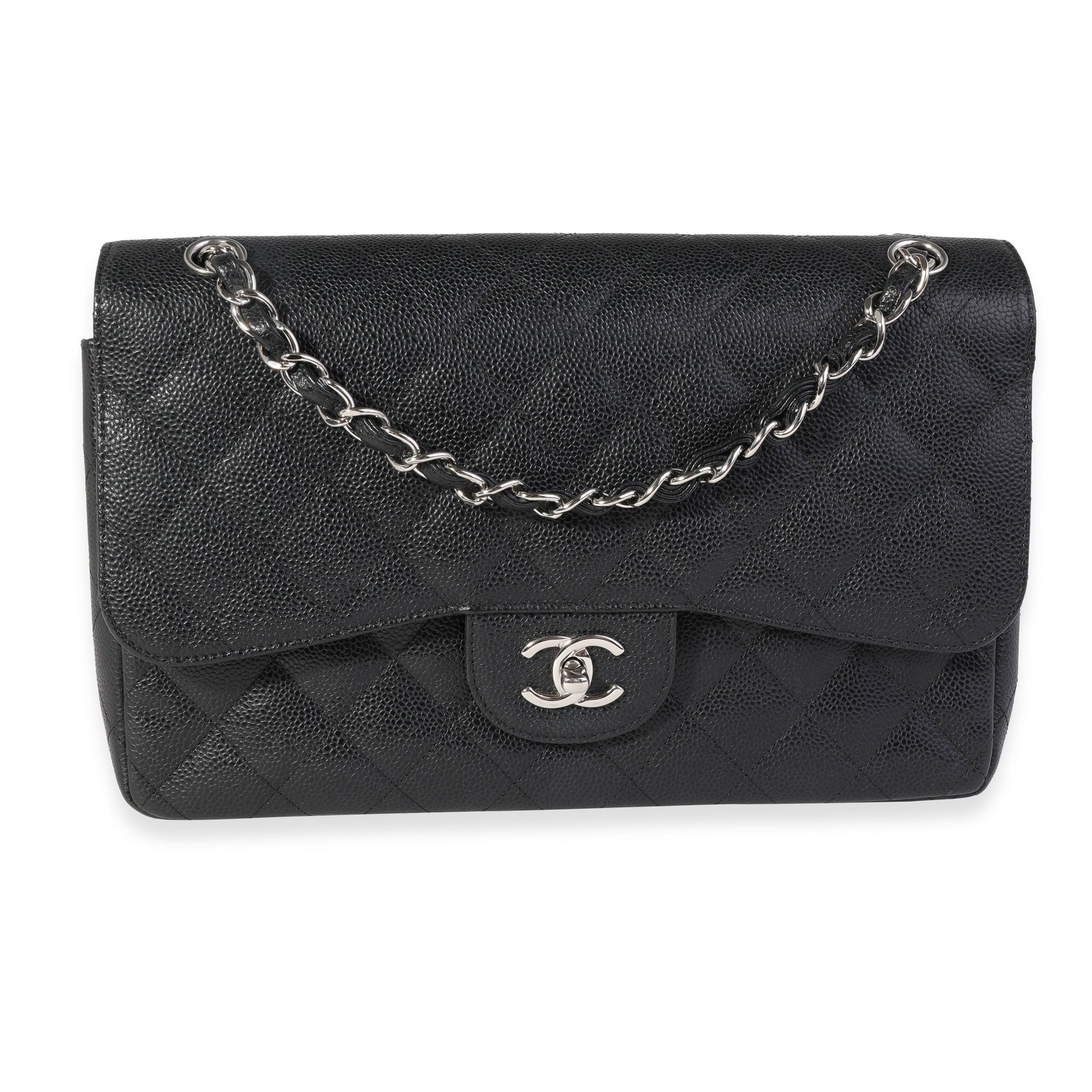 CHNL Black Quilted Caviar Jumbo Classic Double Flap Bag