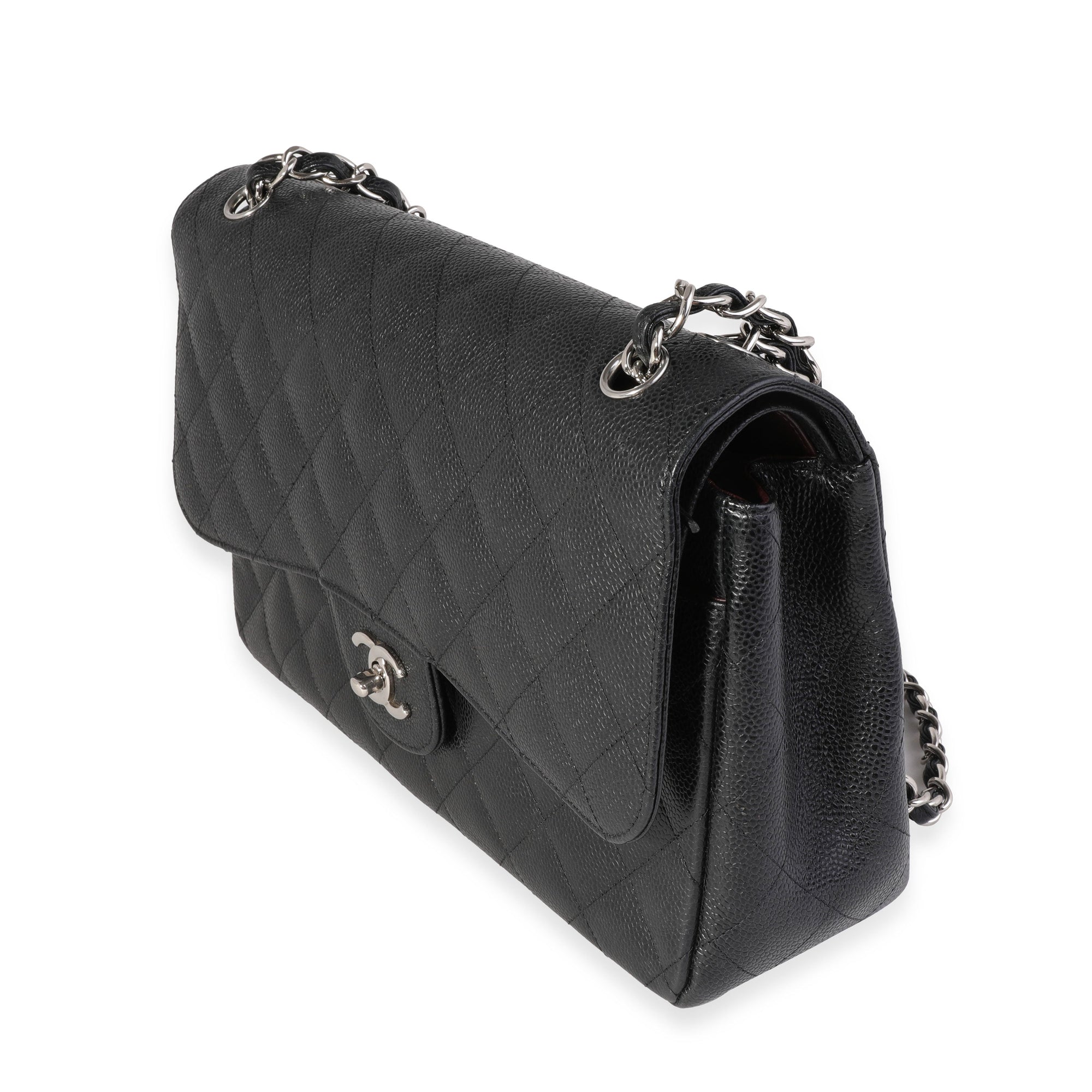 CHNL Black Quilted Caviar Jumbo Classic Double Flap Bag