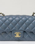 CHNL Pearly Caviar Quilted Mini Rectangular Flap Navy Blue 18S