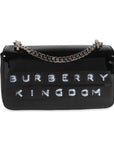 BBERRY Black Patent Leather Tape Print Small Lola Bag