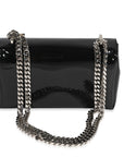BBERRY Black Patent Leather Tape Print Small Lola Bag