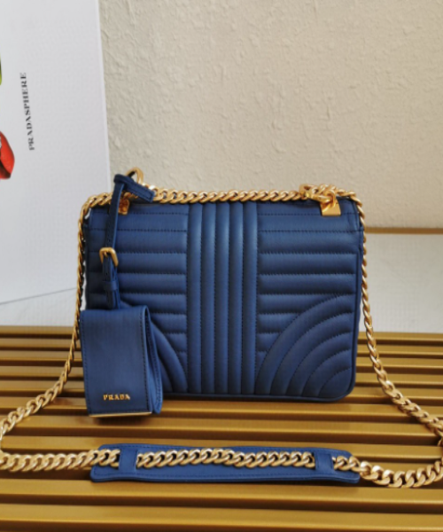 PRD Diagramme Medium Leather Bag Dark Blue