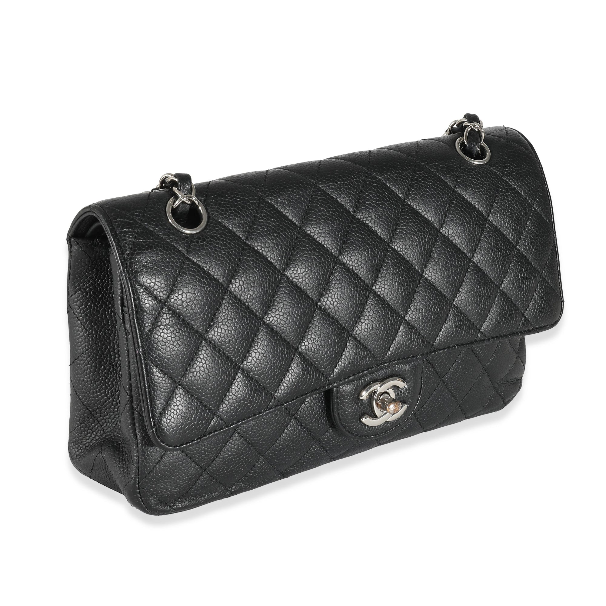 CHNL Black Quilted Caviar Medium Classic Double Flap Bag