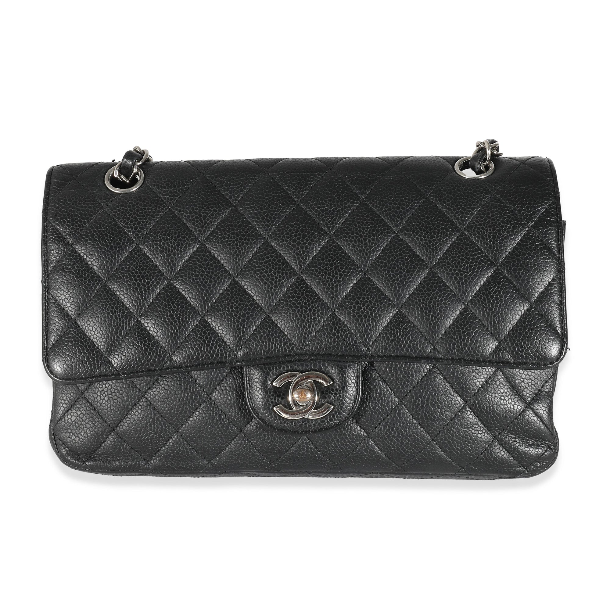 CHNL Black Quilted Caviar Medium Classic Double Flap Bag