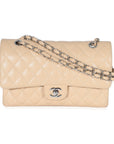 CHNL Beige Quilted Caviar Medium Classic Double Flap Bag